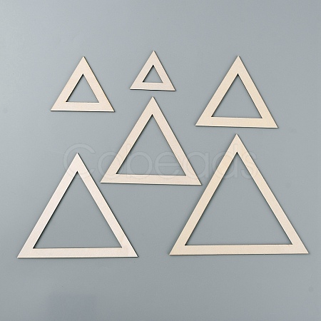 6Pcs Triangle Wood Hoop Rings Macrame for DIY Craft Making DIY-WH0049-11-1
