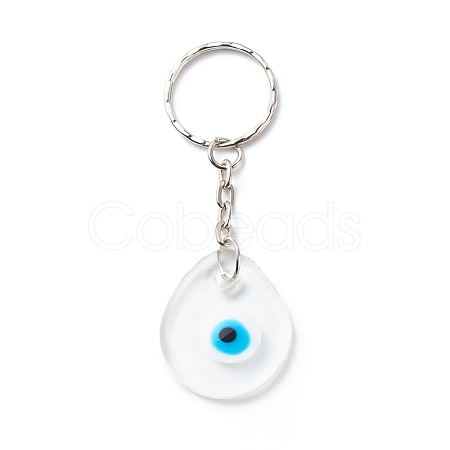 Teardrop Handmade Lampwork Evil Eye Pendants Keychain KEYC-JKC00379-03-1