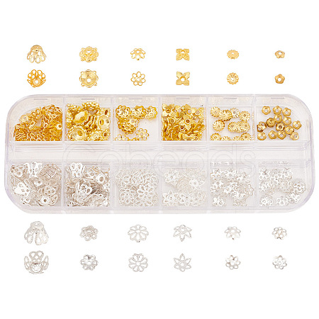 ARRICRAFT 240Pcs 12 Style Alloy & Iron & Brass Bead Caps DIY-AR0003-75-1