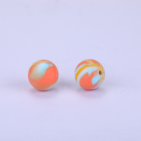 Printed Round Silicone Focal Beads SI-JX0056A-73-1