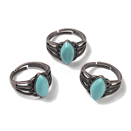 Synthetic Turquoise Horse Eye Adjustable Rings RJEW-K271-05R-11-1