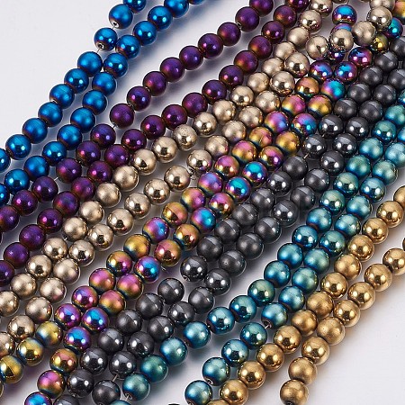 Electroplate Non-Magnetic Synthetic Hematite Beads Strands G-F585-A-8mm-1