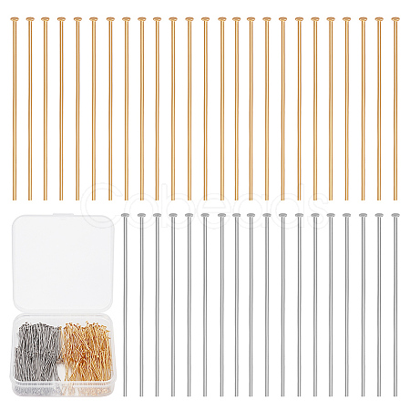   400Pcs 2 Colors 304 Stainless Steel Flat Head Pins STAS-PH0004-58-1