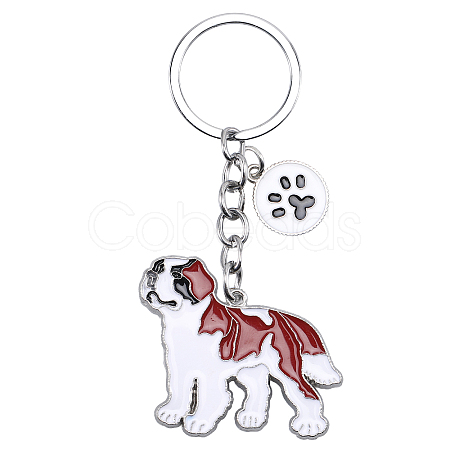 WEWAYSMILE Dog Keychain Car Keychain Pet Pendant Key-Ring Lovely Dog Key-ring Portable Metal Keychain Gift for Pet Lover Birthday Puppy Theme Party Supplies (St Bernard) JX801A-1