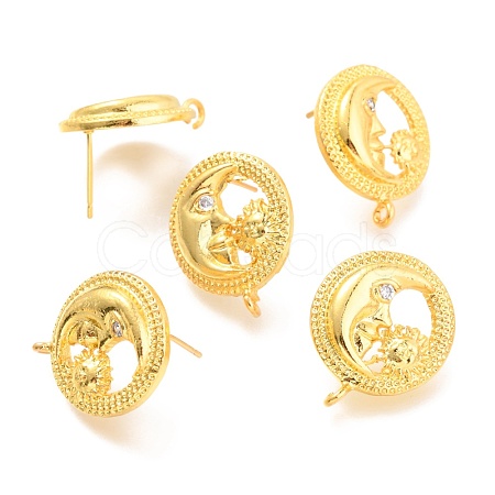 Brass Stud Earring Findings KK-G398-13G-1
