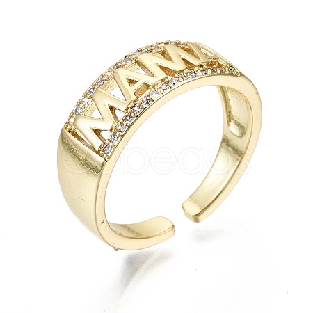 Brass Micro Pave Clear Cubic Zirconia Cuff Rings RJEW-S044-090-NF-1