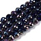 Transparent Electroplate Glass Beads Strands, Faceted, Round, Midnight Blue, 9~10mm, Hole: 1.3mm, about 63~68pcs/strand, 24.41~25.43''(62~64.6cm)