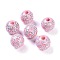 Printed Wood Beads, Round Beads, Pink, 16x15mm, Hole: 4.3mm