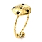 Ion Plating(IP) 304 Stainless Steel Adjustable Ring for Women, with Rhinestone, Flat Round, Real 18K Gold Plated, Adjustable