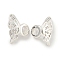 Brass Cubic Zirconia Beads, Long-Lasting Plated, Lead Free & Cadmium Free, Butterfly, Silver, 15x8x9mm, Hole: 3mm