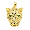 Brass Micro Pave Cubic Zirconia Pendants, Leopard Head Charms, Real 18K Gold Plated, 25x19.5x8.5mm, Hole: 3.5x3mm