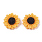 Resin Cabochons, Sunflower, Dark Orange, 19x6mm