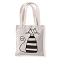 Cute Cat Printed Canvas Women's Tote Bags, with Handle, Shoulder Bags for Shopping, Rectangle, White, 37x33cm