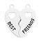 Alloy Enamel Split Pendants, Magnetic Charms, Heart with Word Best Friends, White, 28x25x2mm, Hole: 2mm