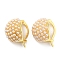 Rack Plating Brass Round Dome Hoop Earrings with Plastic Pearl Beaded, Lead Free & Cadmium Free, Real 18K Gold Plated, 18x16mm