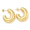 Ion Plating(IP) 304 Stainless Steel Stud Earrings for Women, C-Shaped, Golden, 29.5x8mm