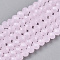 Glass Beads Strands, Imitation Jade, Faceted, Rondelle, Pink, 2.9~3.3x2mm, Hole: 0.8mm, about 148~150pcs/strand, 39.5~40cm