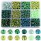 SUNNYCLUE 156G 12 Style Glass Seed Beads, Mixed Style, Round, Green, 4~5x3~4mm, Hole: 1~2mm, 13g/style