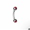 Round 304 Stainless Steel Rhinestone Eyebrow Curved Barbell Rings, Cartilage Earrings, Stainless Steel Color, Ruby, 8mm, Pin: 1.2mm