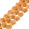 Natural Topaz Jade Beads Strands, Flower, with Seed Beads, 15x15x6mm, Hole: 1.2mm, about 27pcs/strand, 17.32''(44cm)