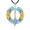 Boho Style Glass Seed Beads & Feather Alloy Pendant Necklaces, Waxed Cotton Cord Neckalces for Women, Deep Sky Blue, 17.40 inch(44.2cm)