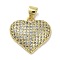 Rack Plating Brass Micro Pave Clear Cubic Zirconia
 Pendants, Lead Free & Cadmium Free, Long-Lasting Plated, Heart, Real 18K Gold Plated, 16.5x17.5x4.5mm, Hole: 4.5x3mm