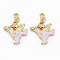 Rack Plating Light Gold Alloy Enamel Pendants, Cadmium Free & Lead Free, Christmas Snowman, White, 30x21x3.5mm, Hole: 2mm