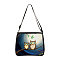 Owl Printed Polyester Shoulder Bags, for Women Bags, Rectangle, Steel Blue, 28.5x24x7.5cm