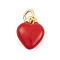 Rack Plating Brass Enamel Pendants, with Jump Ring, Cadmium Free & Lead Free, Long-Lasting Plated, Real 18K Gold Plated, Heart Charm, Red, 9.5x7.5x3.5mm, Hole: 3mm