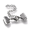 Tarnish Resistant 304 Stainless Steel Curb Chain Extender, with Lobster Claw Clasps and Ribbon Crimp Ends, Stainless Steel Color, 30mm long, Ribbon Ends: 8.5x7.5mm