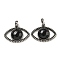 Natural Obsidian Pendants, Alloy Eye Charms, Antique Silver, Cadmium Free & Lead Free, 26x35.5x7mm, Hole: 7mm