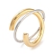 Brass Criss Cross Open Cuff Ring for Women, Real 18K Gold Plated & Platinum, Inner Diameter: 17mm