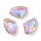 Glass Rhinestone Cabochons, Flat Back & Back Plated, Faceted, Axe, Vitrail Light, 14x9x4.5mm