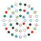 Unicraftale 48Pcs 8 Colors Electroplated Natural Quartz Stainless Steel Faceted Flower Connector Charms, Stainless Steel Color, Mixed Color, 11.8x6.5x3mm, Hole: 1.2mm, 6pcs/color