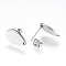 Non-Tarnish 304 Stainless Steel Stud Earring Findings, with Loop and Flat Plate, Teardrop, Stainless Steel Color, 14x8mm, Hole: 1mm, pin: 0.8mm