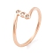 304 Stainless Steel Finger Ring foe Women, with Rhinestone, Rose Gold, 8mm, US Size 6~9(16.5~18.9mm)