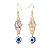 Crystal Rhinestone Dangle Earrings with Enamel Evil Eye EJEW-JE05012-03-2