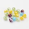 Faceted Round Electroplate Glass Beads X-EGLA-R017-6mm-M-2