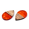 Transparent Resin & Walnut Wood Pendants RESI-N039-25G-2