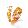 Dyed Natural Agate Round Beaded Open Cuff Ring RJEW-JR00561-4