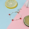 Glass Seed Braided Strawberry Charms Bracelet for Women BJEW-TA00140-01-2