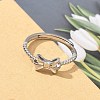 925 Sterling Silver Bowknot Adjustable Rings for Women RJEW-R008-02S-03-2