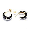 Brass Enamel Stud Earrings X-EJEW-T014-08G-01-NF-3