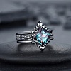 Rhombus Alloy Rhinestone Finger Ring Set for Women PW-WG51C17-02-2