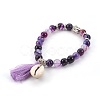 Natural Striped Agate/Banded Agate(Dyed) Beads Stretch Charm Bracelets BJEW-JB04041-M-2