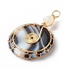 Natural Striped Agate/Banded Agate Pendants PALLOY-JF01821-01-4