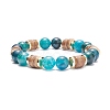 Natural Coconut & Stone Beaded Stretch Bracelet for Women BJEW-JB07546-6