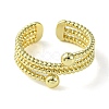 Rack Plating Brass Triple Line Open Cuff Ring for Women RJEW-K243-04G-4