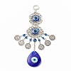 Teardrop Glass Turkish Blue Evil Eye Pendant Decoration HJEW-I008-03AS-1