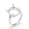 Adjustable Rhodium Plated 925 Sterling Silver Finger Ring Components STER-E061-24A-P-2